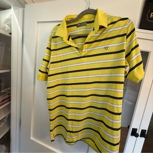 Callaway Yellow Polo with Black and White Stripes